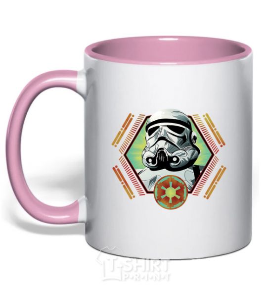 Mug with a colored handle A framed stormtrooper light-pink фото
