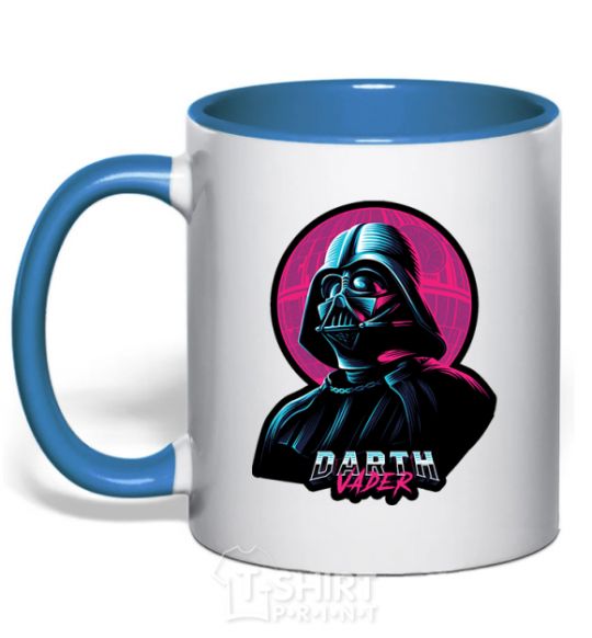Mug with a colored handle Darth Vader star royal-blue фото
