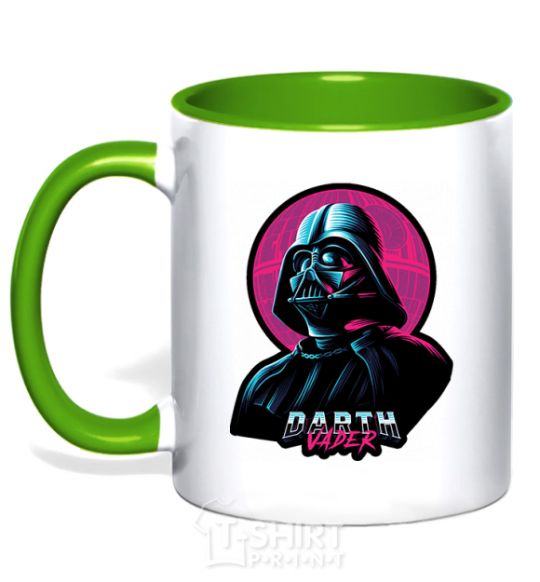Mug with a colored handle Darth Vader star kelly-green фото