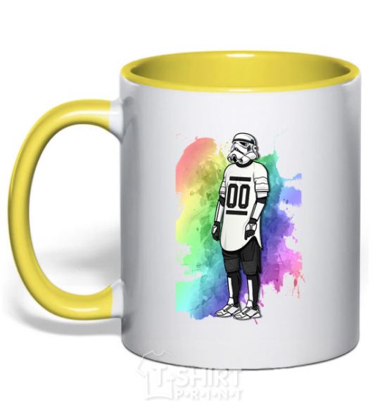 Mug with a colored handle Stormtrooper spray yellow фото