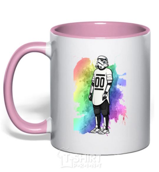Mug with a colored handle Stormtrooper spray light-pink фото