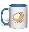 Mug with a colored handle Husky's down royal-blue фото