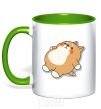 Mug with a colored handle Husky's down kelly-green фото