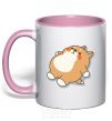 Mug with a colored handle Husky's down light-pink фото