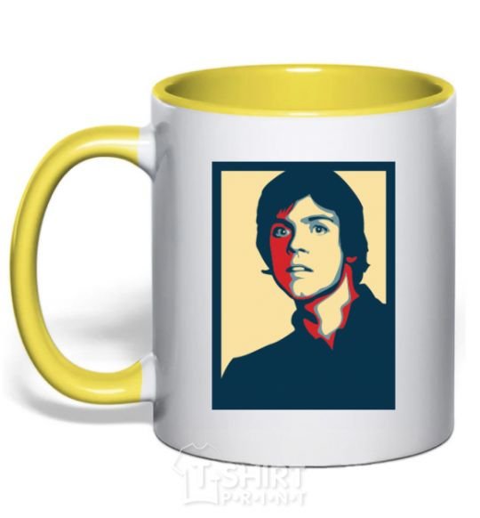 Mug with a colored handle Luke yellow фото