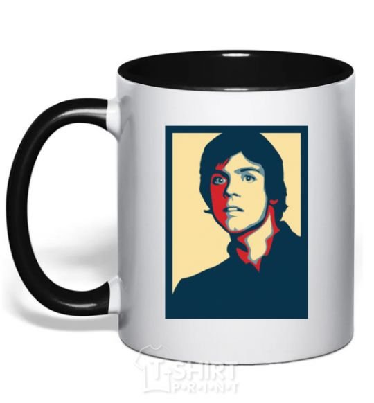 Mug with a colored handle Luke black фото