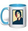 Mug with a colored handle Luke sky-blue фото