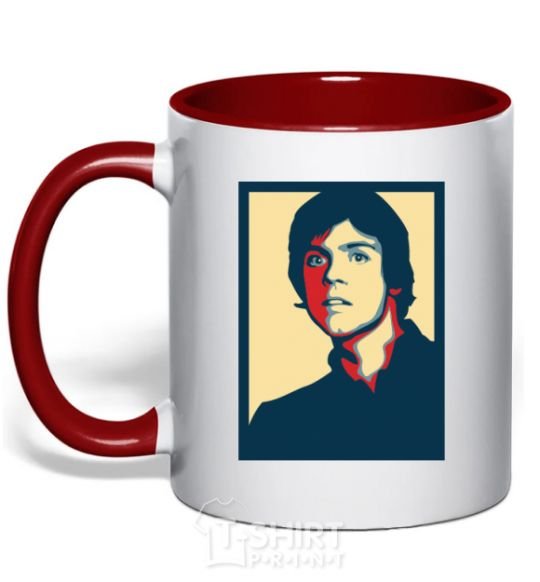 Mug with a colored handle Luke red фото