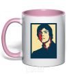 Mug with a colored handle Luke light-pink фото