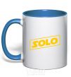 Mug with a colored handle Solo word royal-blue фото