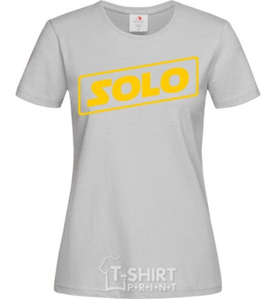 Women's T-shirt Solo word grey фото