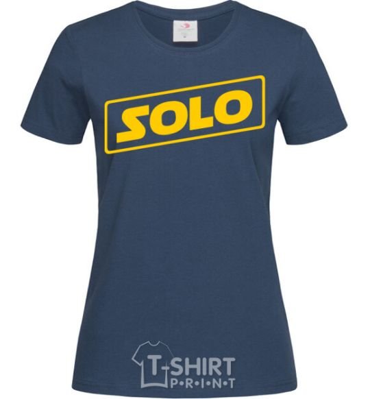 Women's T-shirt Solo word navy-blue фото