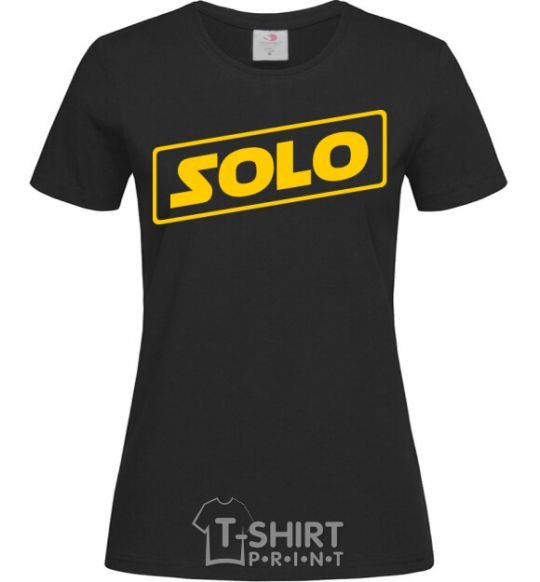 Women's T-shirt Solo word black фото