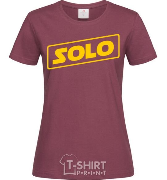 Women's T-shirt Solo word burgundy фото