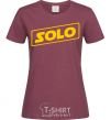 Women's T-shirt Solo word burgundy фото