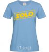 Women's T-shirt Solo word sky-blue фото