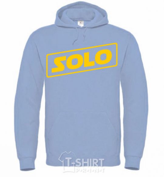 Men`s hoodie Solo word sky-blue фото