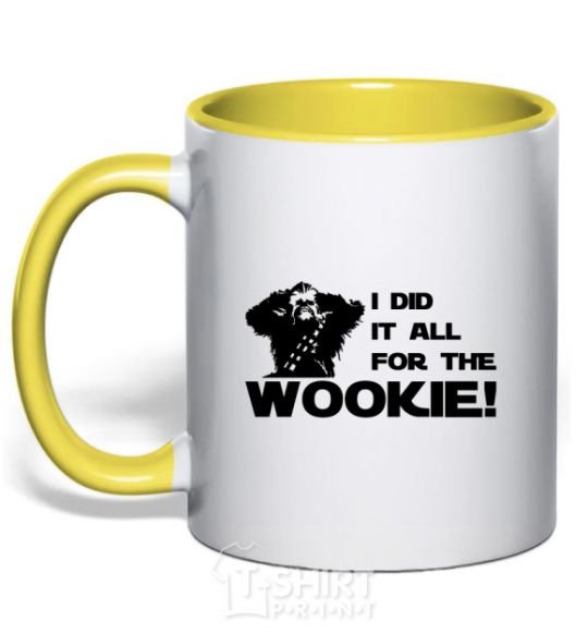 Mug with a colored handle I did it all for the wookie yellow фото