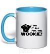 Mug with a colored handle I did it all for the wookie sky-blue фото