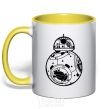 Mug with a colored handle BB-8 black yellow фото