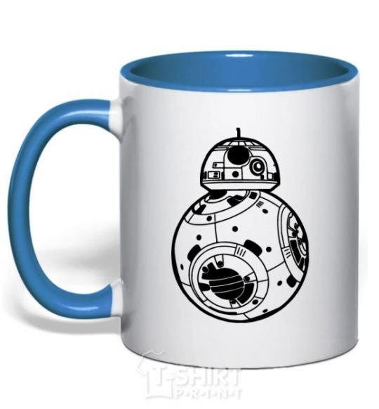 Mug with a colored handle BB-8 black royal-blue фото