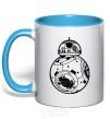 Mug with a colored handle BB-8 black sky-blue фото