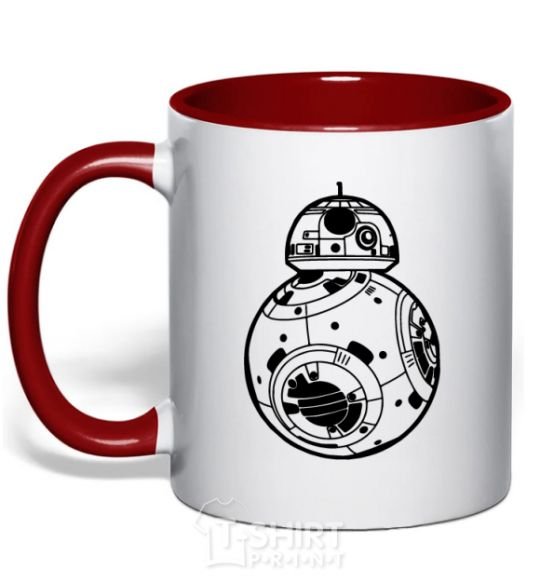 Mug with a colored handle BB-8 black red фото