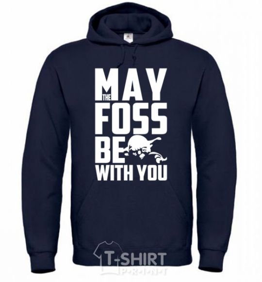 Men`s hoodie May the foss be with you navy-blue фото