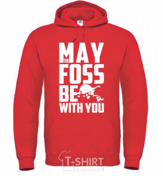 Men`s hoodie May the foss be with you bright-red фото