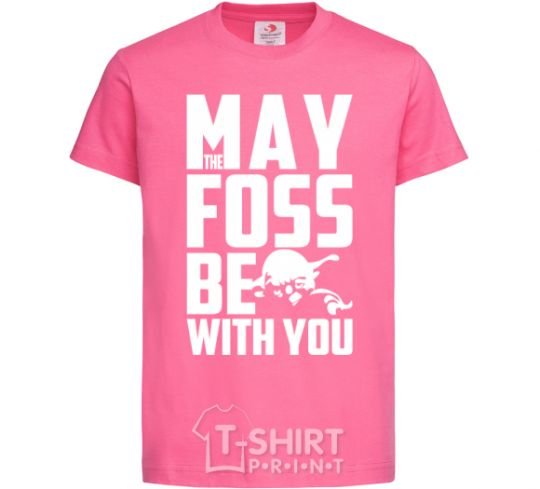 Kids T-shirt May the foss be with you heliconia фото