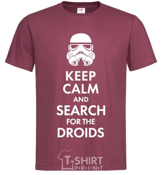 Men's T-Shirt Keep calm and search for the droids burgundy фото
