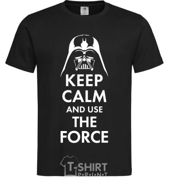 Мужская футболка Keep calm and use the force Черный фото