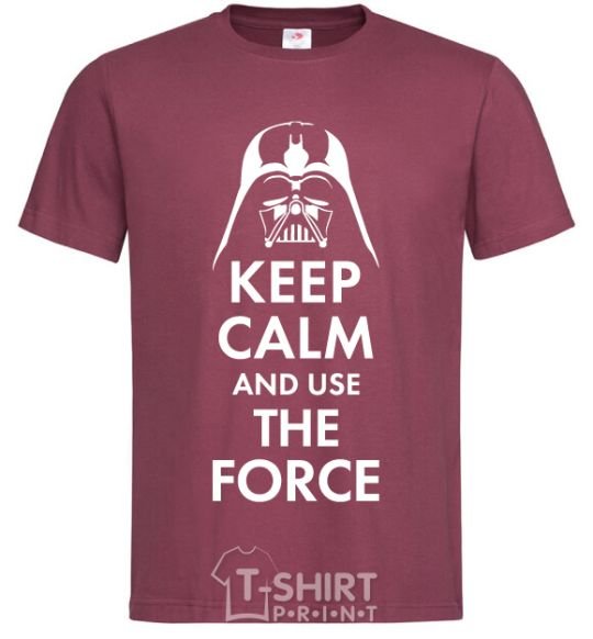 Мужская футболка Keep calm and use the force Бордовый фото
