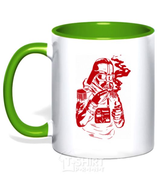 Mug with a colored handle Darth's smoking kelly-green фото