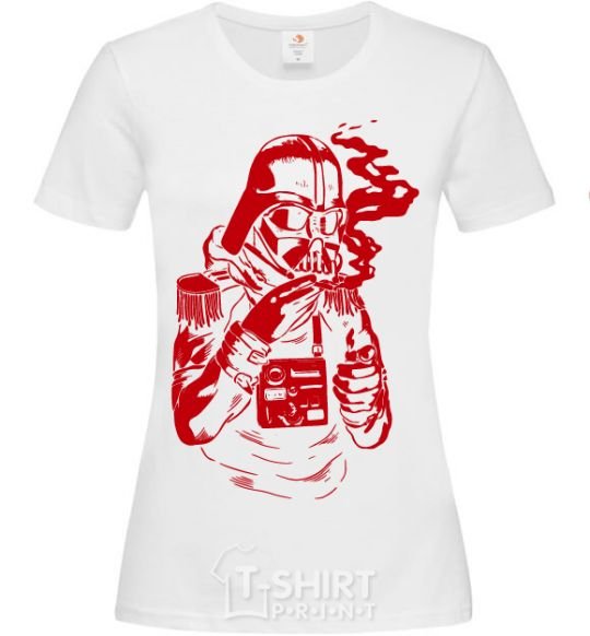 Women's T-shirt Darth's smoking White фото