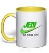 Mug with a colored handle Jedi do or do not yellow фото