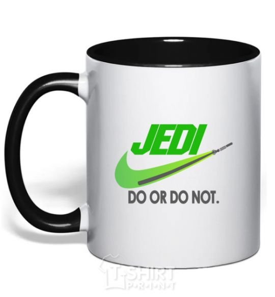 Mug with a colored handle Jedi do or do not black фото