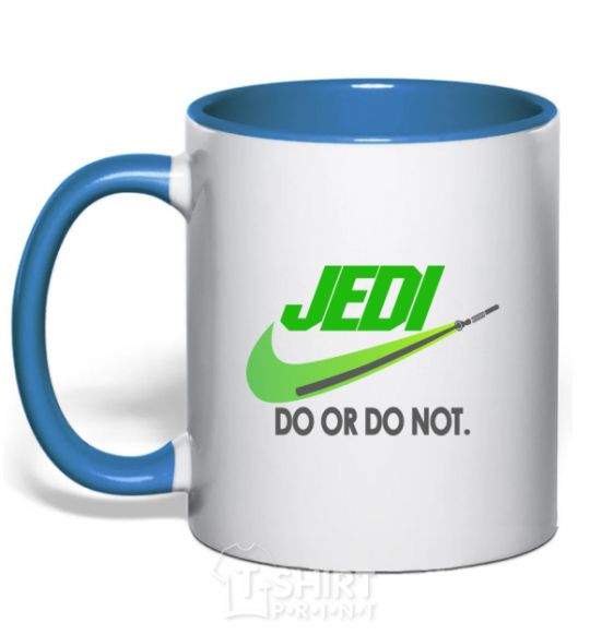 Mug with a colored handle Jedi do or do not royal-blue фото