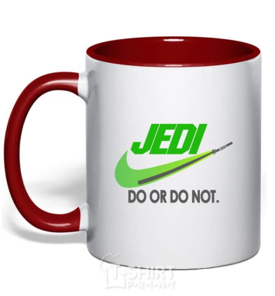 Mug with a colored handle Jedi do or do not red фото