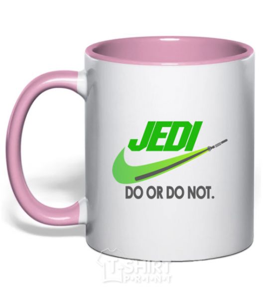 Mug with a colored handle Jedi do or do not light-pink фото