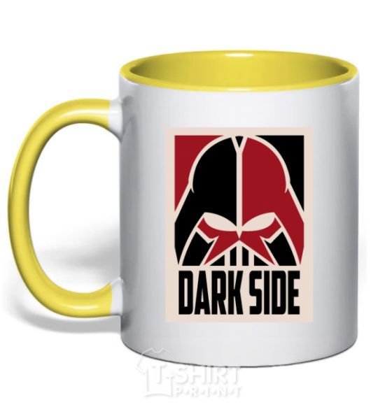 Mug with a colored handle Dark side yellow фото