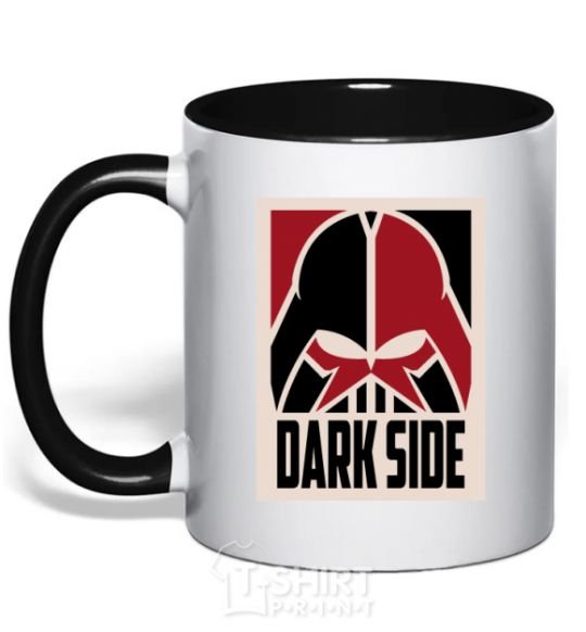 Mug with a colored handle Dark side black фото