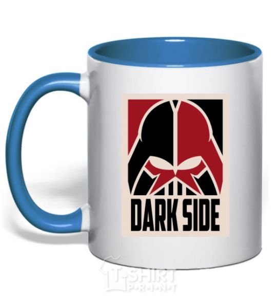Mug with a colored handle Dark side royal-blue фото