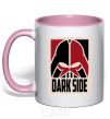 Mug with a colored handle Dark side light-pink фото