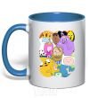 Mug with a colored handle Adventure time heroes royal-blue фото
