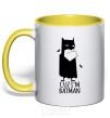 Mug with a colored handle Cuz i'm batman yellow фото