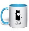 Mug with a colored handle Cuz i'm batman sky-blue фото