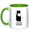 Mug with a colored handle Cuz i'm batman kelly-green фото