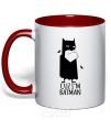 Mug with a colored handle Cuz i'm batman red фото