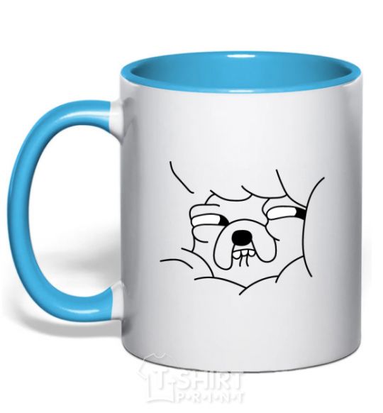 Mug with a colored handle Happy Jake sky-blue фото